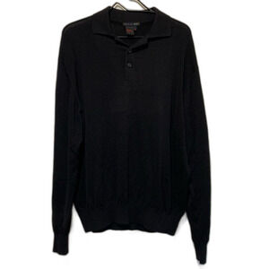 Tulliano Black silk cotton Henley  Sweater XL
